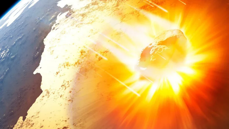 Meteorit zasahuje do Země s obrovským výbuchem.